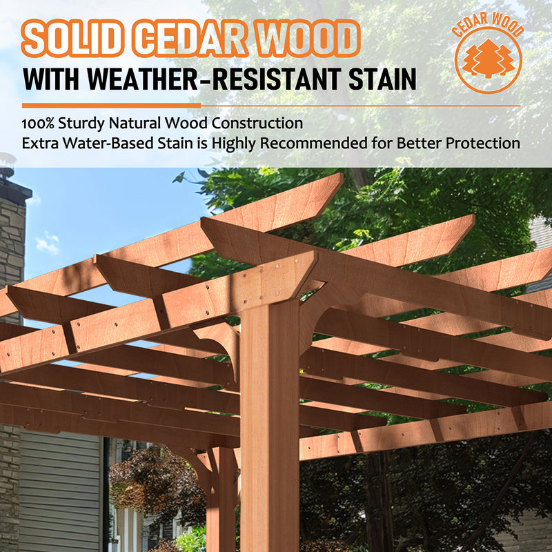 VEIKOUS Wooden Pergola with Roof, Garden Shelter Pergola Gazebo, Cedar Framed for Backyard and Lawn