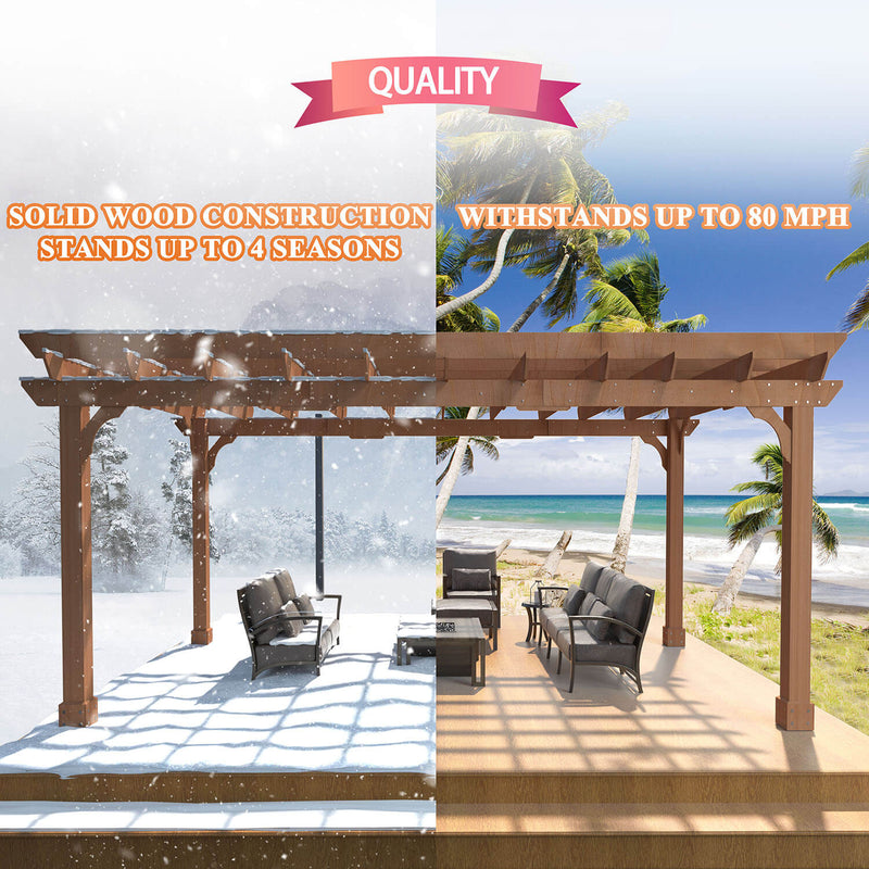 VEIKOUS Cedar Pergola for Patio, 12x16