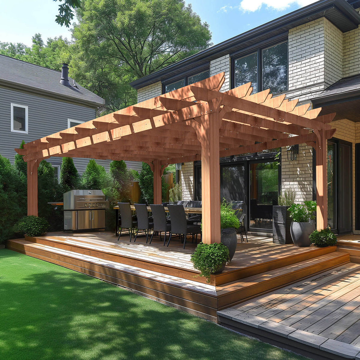 VEIKOUS Cedar Pergola for Patio, 12x16