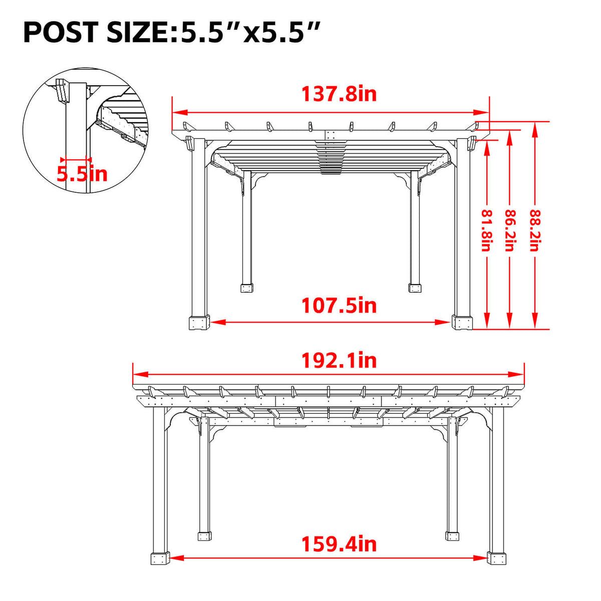 VEIKOUS Cedar Pergola for Patio, 12x16