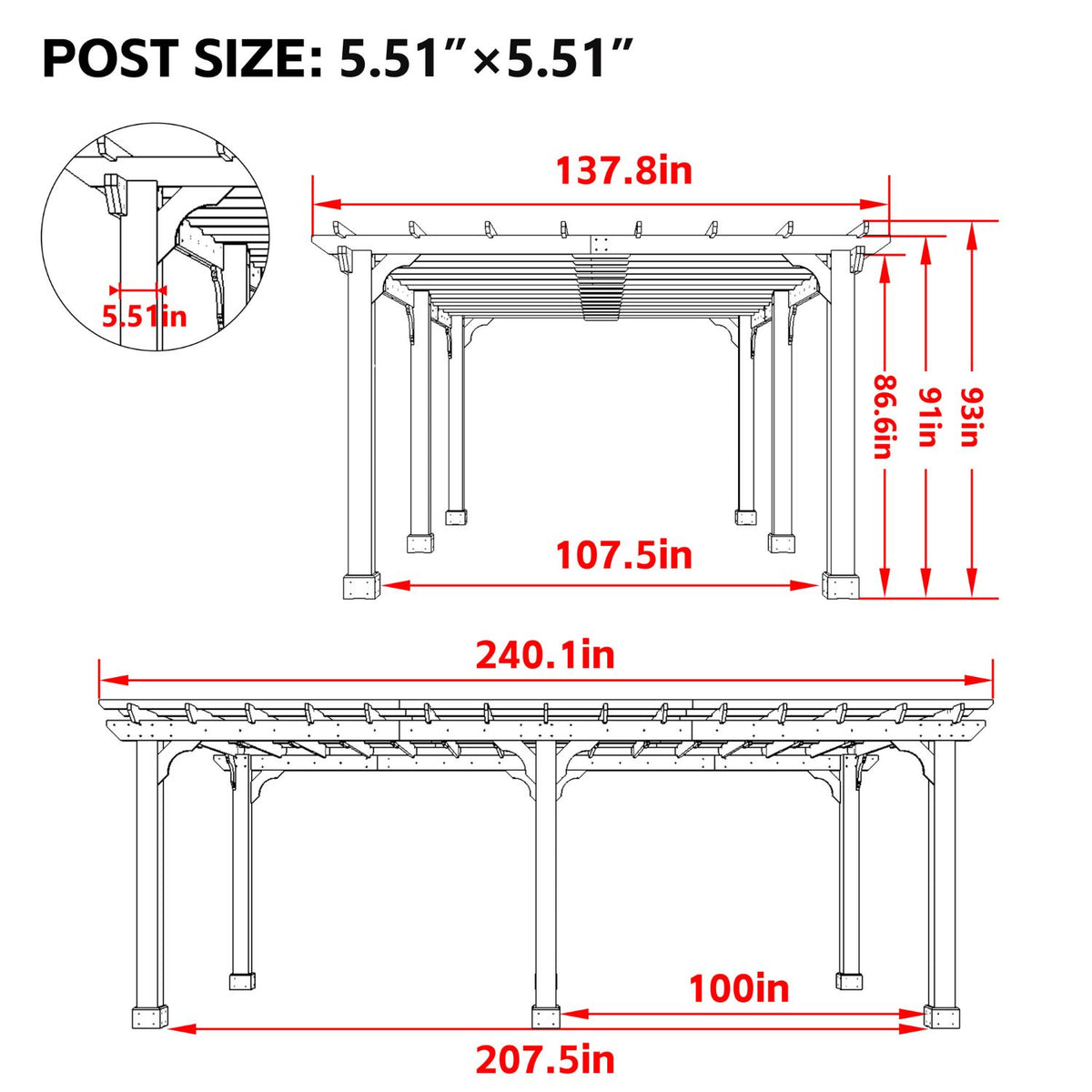 12x20 large pergola for backyard