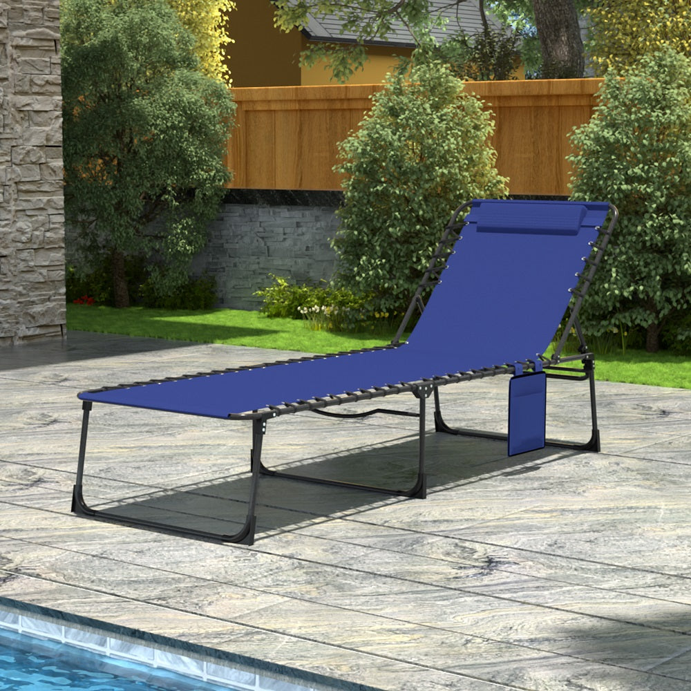 Portable Sun Lounger Recliner, Blue
