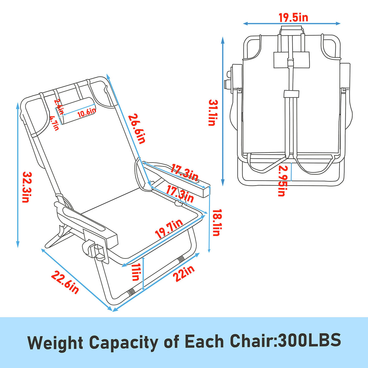 Veikous Backpack Beach Chair