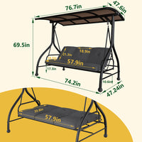 VEIKOUS 3 Person Swing with PVC Hardtop Canopy, 3 Seater