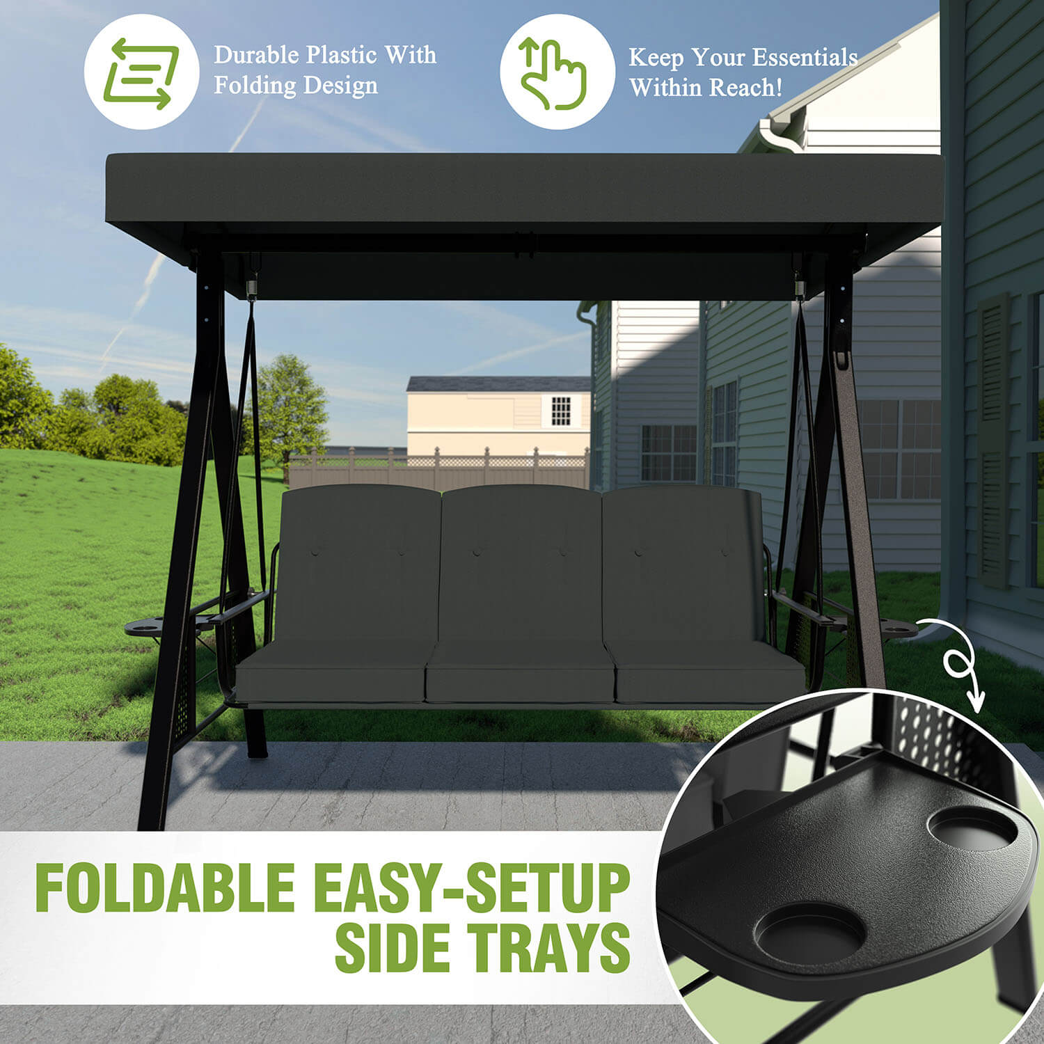 VEIKOUS Patio Swing Chair - Thumbnail 5