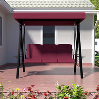 VEIKOUS Patio Swing Chair with Canopy, Swing Chairs for Outside for adults, 3-person Swing Seat with Removable Cushion