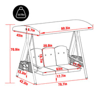 VEIKOUS Patio Swing Chair with Canopy, Swing Chairs for Outside for adults, 3-person Swing Seat with Removable Cushion