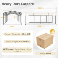 VEIKOUS  12’ X 20’ Steel Carport, eggshell