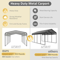 VEIKOUS  12’ X 20’ Steel Carport, eggshell