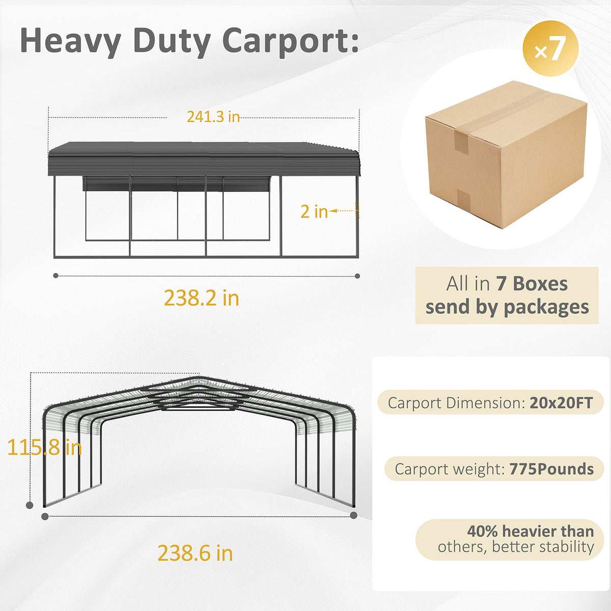 20 x 20 Heavy Duty Carport