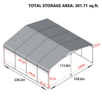 VEIKOUS Steel Carport, Eggshell