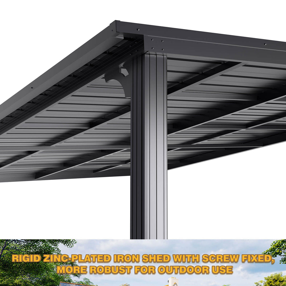 VEIKOUS Lean to Gazebo, 10'x 14' Outdoor Pergola with Aluminum Frame, Patio Cover for Porch and Backyard