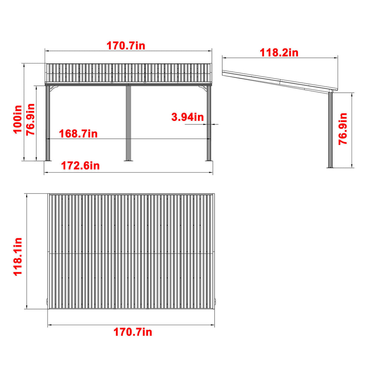 VEIKOUS Lean to Gazebo, 10'x 14' Outdoor Pergola with Aluminum Frame, Patio Cover for Porch and Backyard