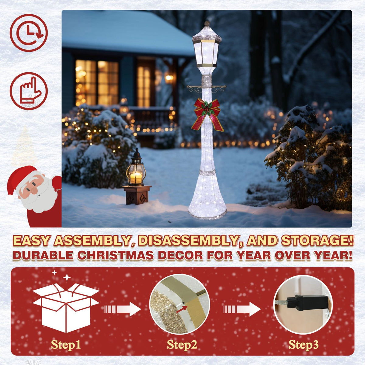Easy assembly Christmas light post decorations