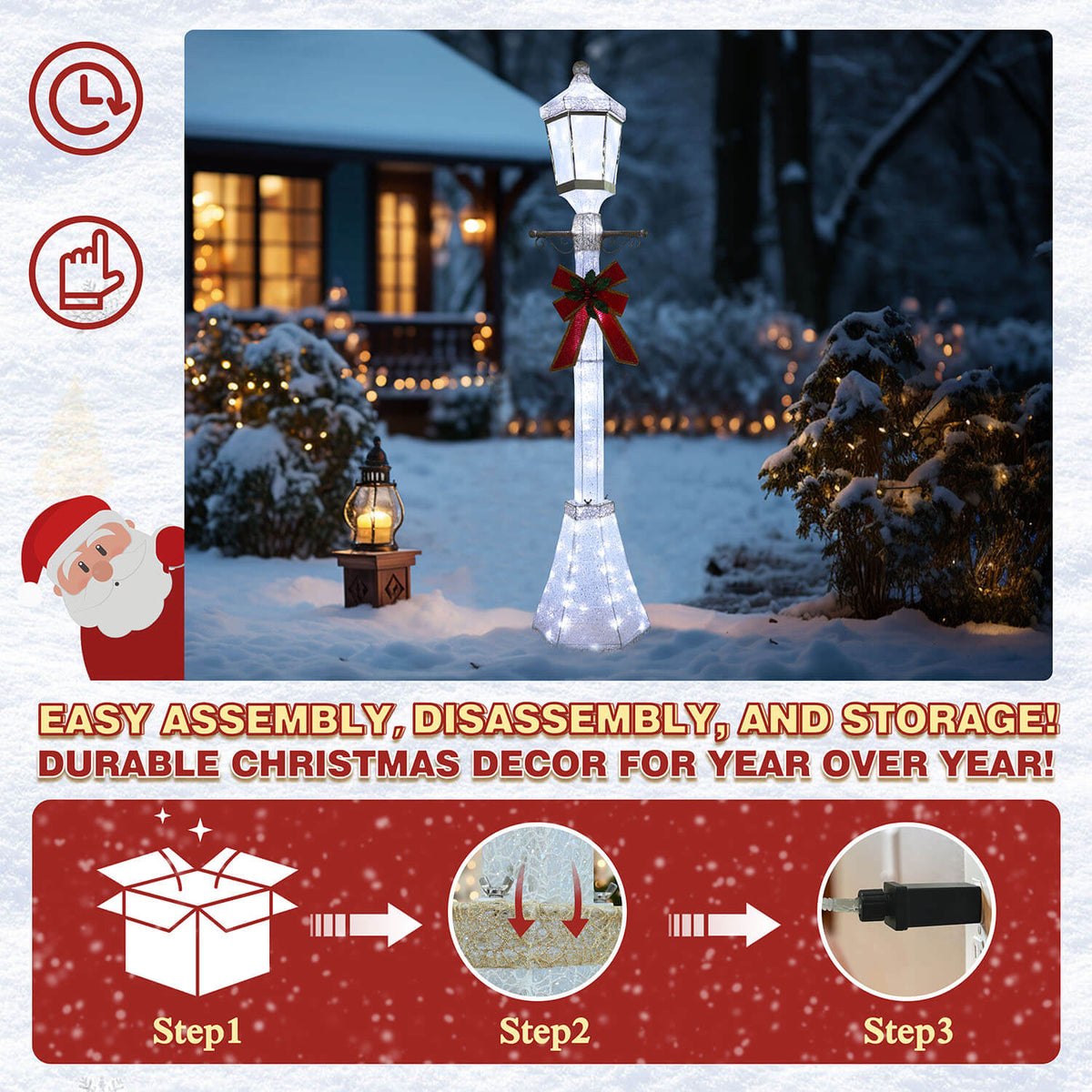 VEIKOUS Christmas Lamp Post Decoration, 6 ft