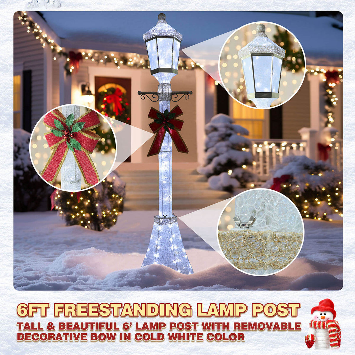 VEIKOUS Christmas Lamp Post Decoration, 6 ft