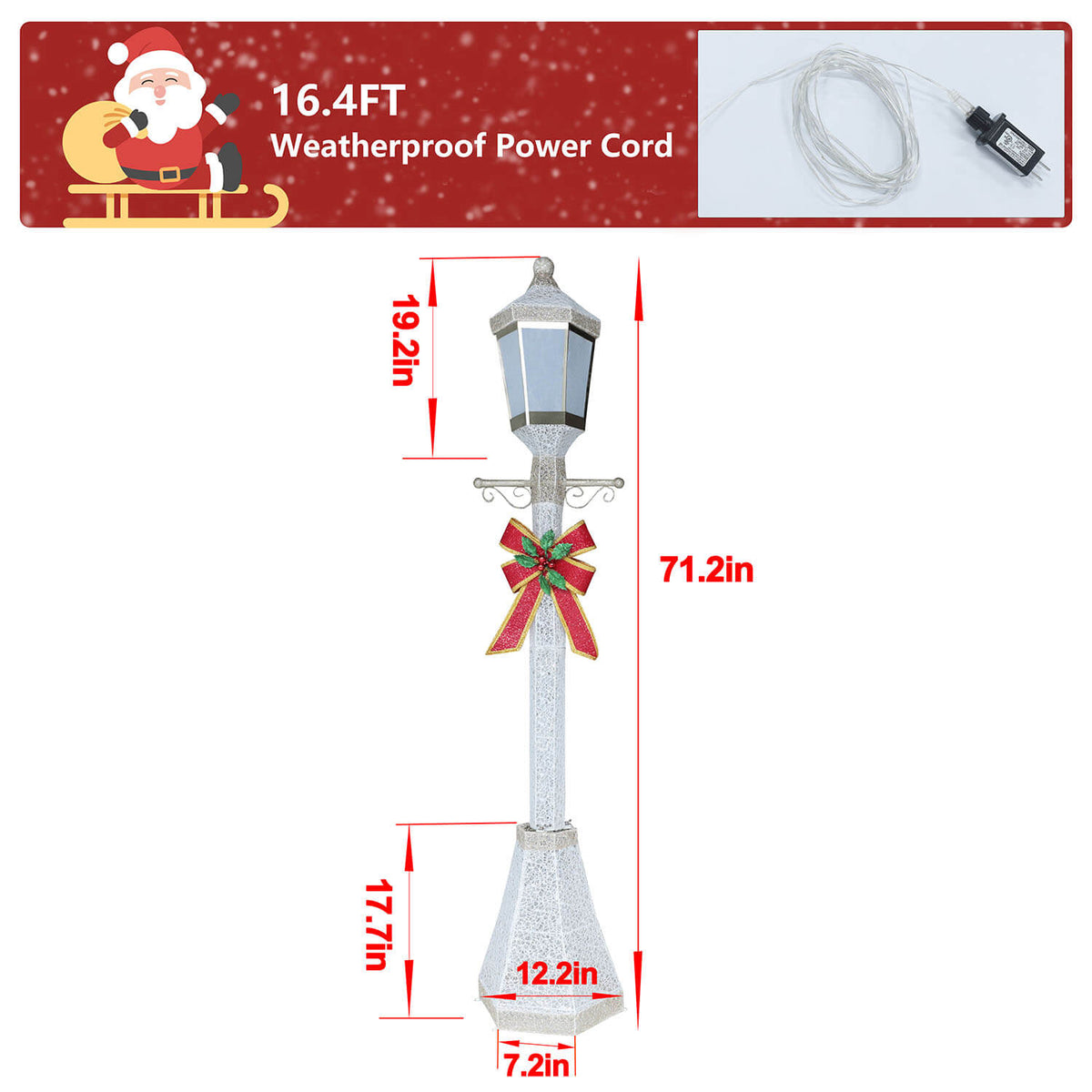 VEIKOUS Christmas Lamp Post Decoration, 6 ft