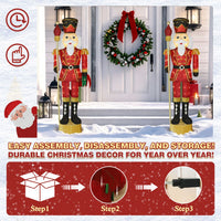 Veikous 5.9FT Christmas Outdoor Nutcracker Soldier, Lighted Nutcracker Decor with Crutch for Porch Lawn Yard