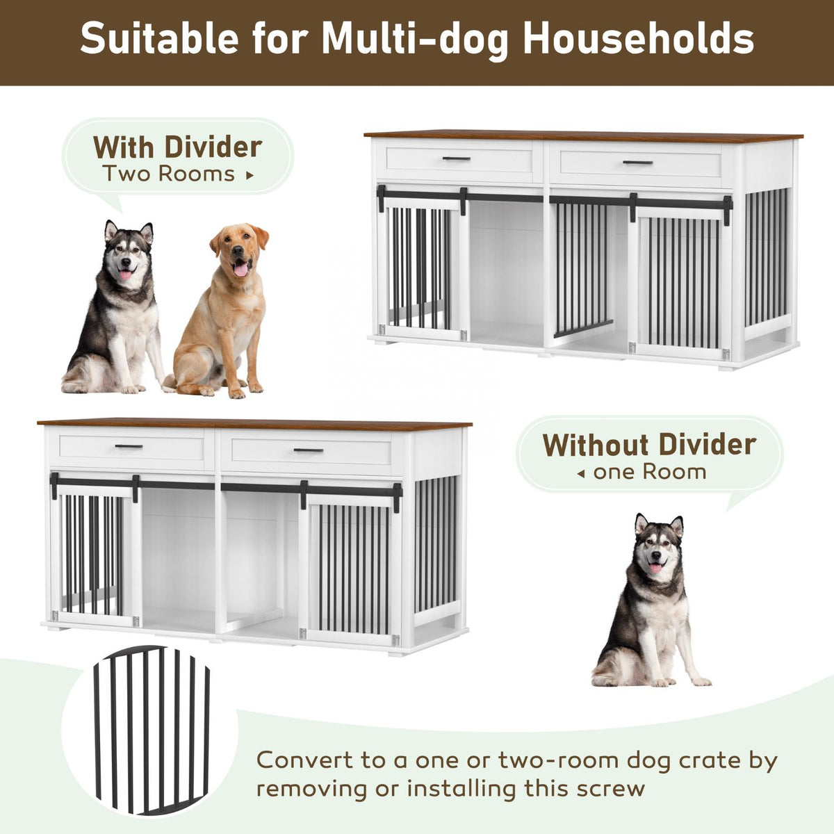 Indoor Dog Kennel for 2 Dogs