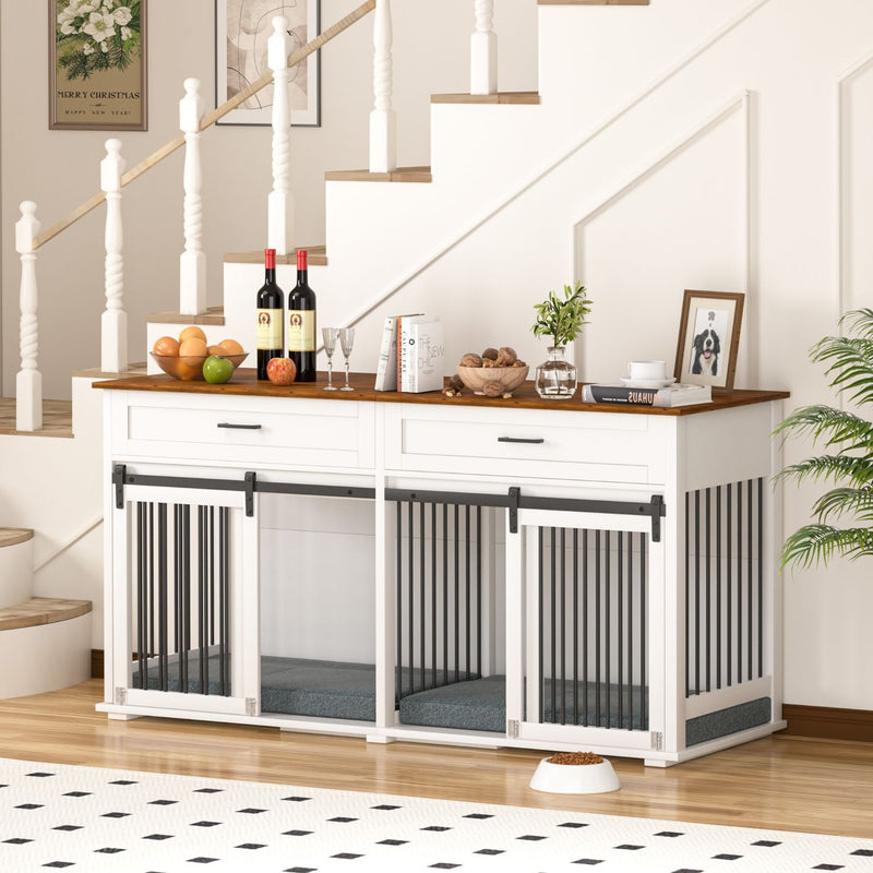Large Dog Crate End Table for 2 Dogs