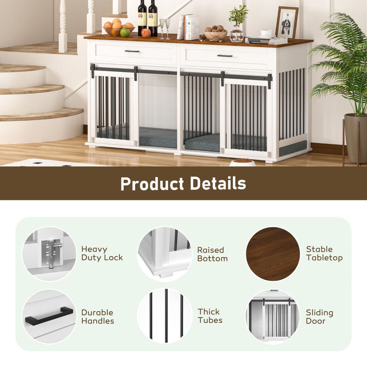 Dog Crate End Table with divider