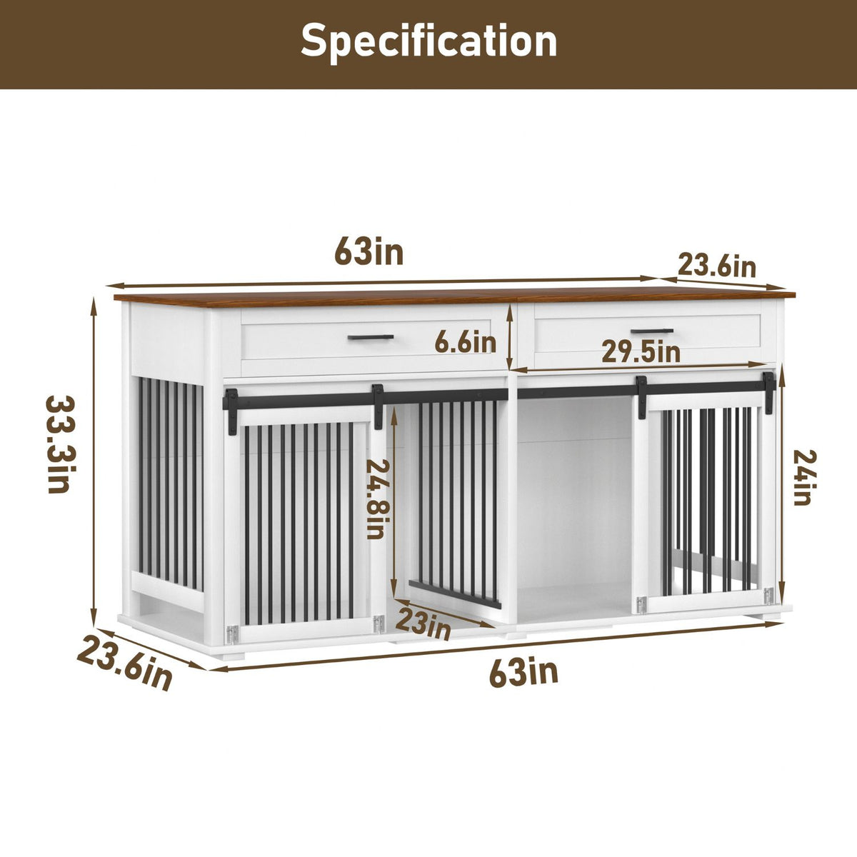 Large Wooden Dog Crate End Table