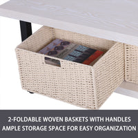  veikous 47" Large Coffee Table with Foldable Woven Baskets -  veikous Coffee tables 88.99