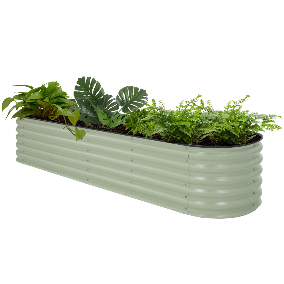 VEIKOUS metal raised beds outdoors for vegetables, 17in pearl white