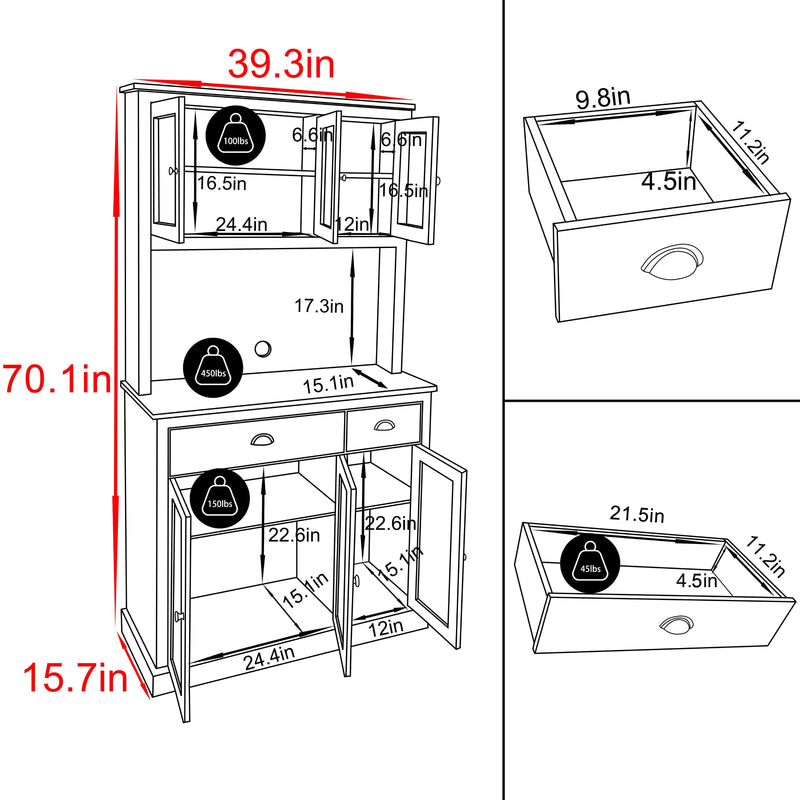 VEIKOUS 72'' Kitchen Pantry Storage Cabinet w/ Microwave Stand and Storage  Cabinet , Blue